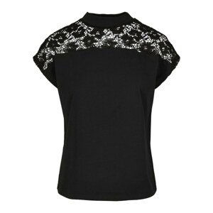 Women's T-shirt Lace Yoke Tee black