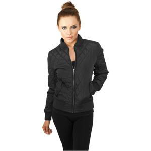 Women's Diamond Quilt Nylon Jacket Black