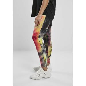 Ladies Tie Dye High Waist Leggings Darkpink/black