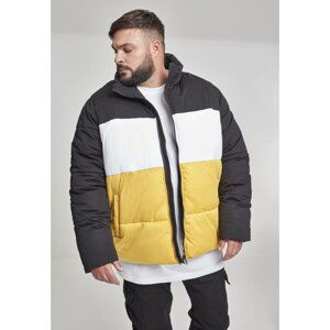 3-Tone Boxy Puffer Jacket blk/chromeyellow/wht