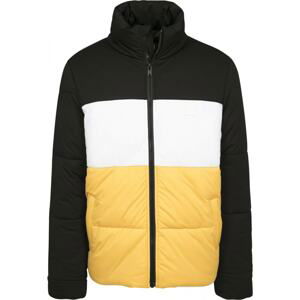 3-Tone Boxy Puffer Jacket blk/chromeyellow/wht