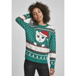 Ladies Kitty Christmas Sweater X-masgreen