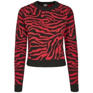 Ladies Short Tiger Sweater blk/firered