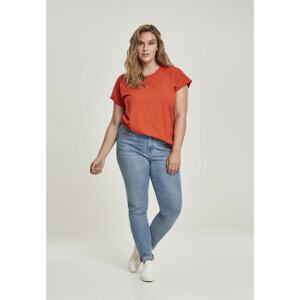 Ladies Pigment Dye Cut Open Tee bloodorange