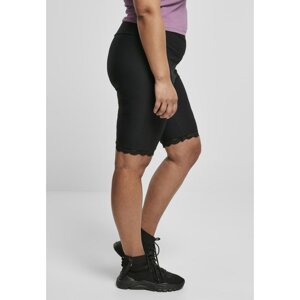 Women's high-waisted cycling shorts with lace trim black