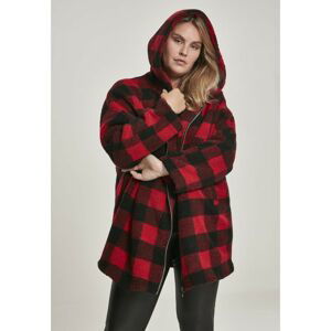 Women's Sherpa Oversized Check hooded jacket burnt/blk