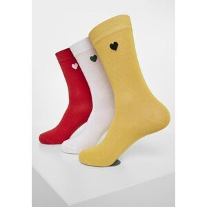 Heart Socks 3-Pack Yellow/red/white