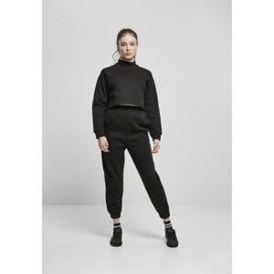 Women's Cropped Oversized Sweat High Neck Crew Black