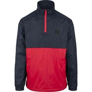 Stand Up Collar Pull Over Jacket navy/fire red