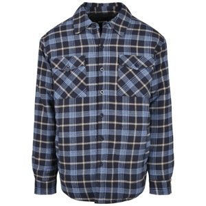 Plaid quilted shirt jacket light blue/navy blue