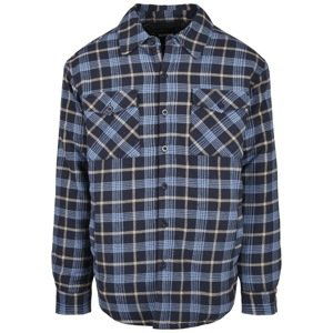 Plaid quilted shirt jacket light blue/navy blue