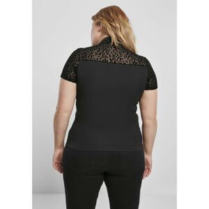 Women's turtleneck T-shirt Flock with lace black