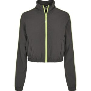 Ladies Short Piped Track Jacket Darkshadow/electriclime