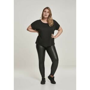 Women's black high-waisted synthetic leather leggings