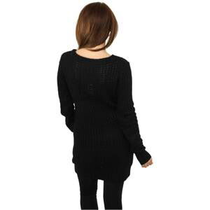 Women's sweater with a long wide neckline in black