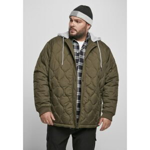 Quilted jacket with hood dark olive