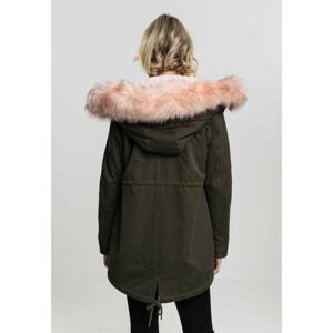 Ladies Peached Teddy Lined Parka darkolive