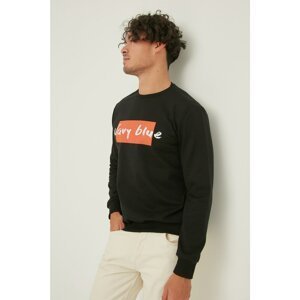 Trendyol Black Men's Crew Neck Printed Regular Fit Sweatshirt