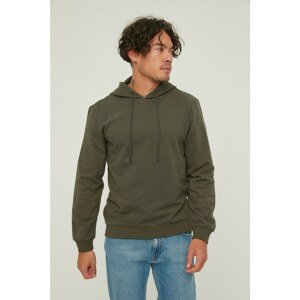 Trendyol Khaki Men Regular Fit Zipper Detailed Hoodie Sweatshirt