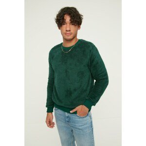 Trendyol Green Men Regular Fit Crew Neck Long Sleeve Plush Sweatshirt