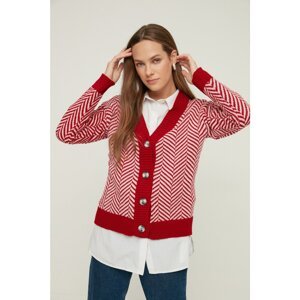 Trendyol Red V Neck Knitwear Cardigan