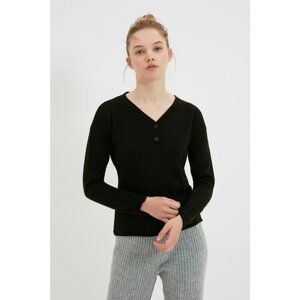 Trendyol Black Button Detailed Knitwear Blouse