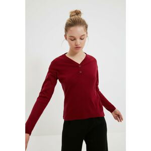 Trendyol Claret Red Button Detailed Knitwear Blouse