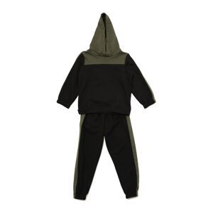 Trendyol Black Color Block Hooded Boy Knitted Slim Tracksuit Set