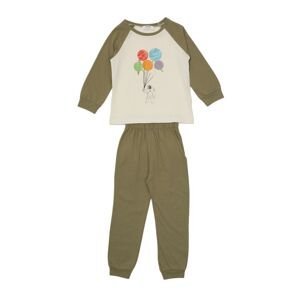 Trendyol Khaki Printed Raglan Sleeve Boy Knitted Pajamas Set