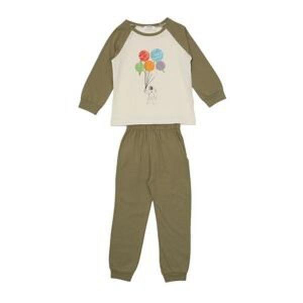 Trendyol Khaki Printed Raglan Sleeve Boy Knitted Pajamas Set