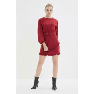 Trendyol Burgundy Belted Dress