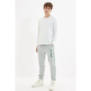 Trendyol Gray Men's Regular Fit Striped Printed Sweatpants