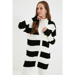 Trendyol Black V-Neck Color Block Knitwear Cardigan