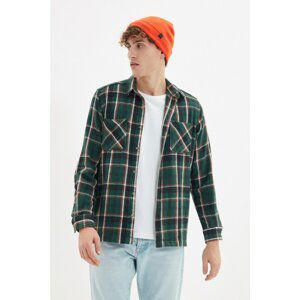 Trendyol Green Men Regular Fit Shirt Collar Double Pocketed Lumberjack Plaid Shirt