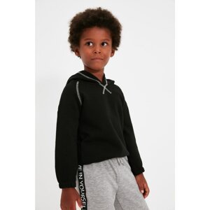 Trendyol Black Stitch Detailed Boy Knitted Fleece Fleece Sweatshirt