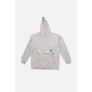 Trendyol Gray Snoopy Licensed Printed Boyfriend Raised Knitted Sweatshirt