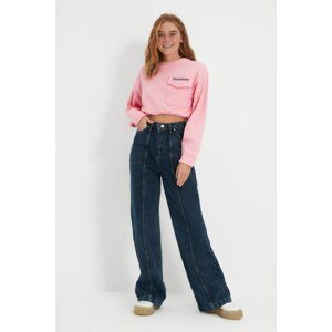 Trendyol Blue Stitch Detail High Waist 90's Wide Leg Jeans