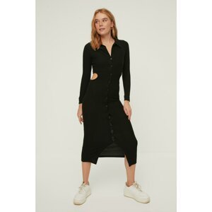 Trendyol Black Ribbed Cutout Detailed Knitted Dress