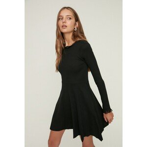 Trendyol Black Skater Ribbed Lace Detailed Knitted Dress