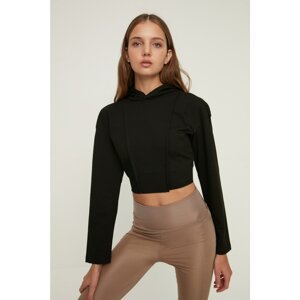 Trendyol Black Crop Slim Knitted Sweatshirt