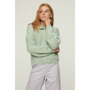 Trendyol Mint Polo Collar Knitwear Sweater