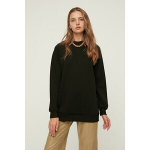 Trendyol Black Long Oversize Raised Knitted Sweatshirt
