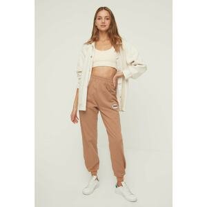 Trendyol Camel Embroidered Loose Jogger Raised Knitted Sweatpants