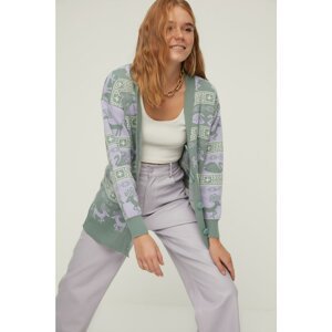 Trendyol Mint Oversize Jacquard Knitwear Cardigan