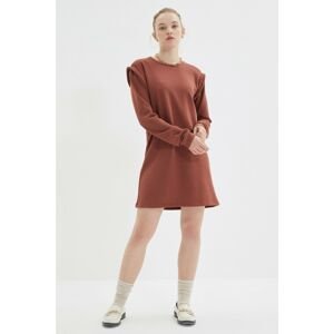 Trendyol Brown Waistband Mini Thin Knitted Dress