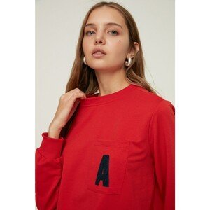 Trendyol Red Crop Slim Knitted Sweatshirt