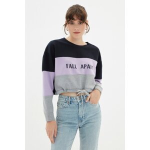 Trendyol Navy Blue Crop Slim Knit Sweatshirt