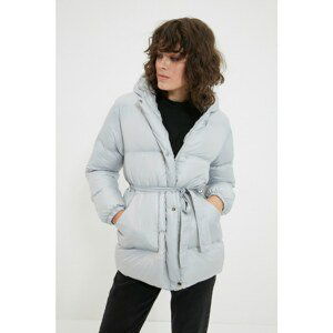 Trendyol Gray Hooded Pocket Detailed Belted Coat