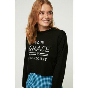 Trendyol Black Crop Knit Slim Sweatshirt