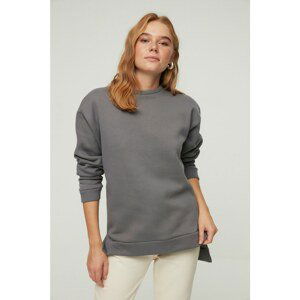 Trendyol Gray Raised Loose Pattern Knitted Sweatshirt